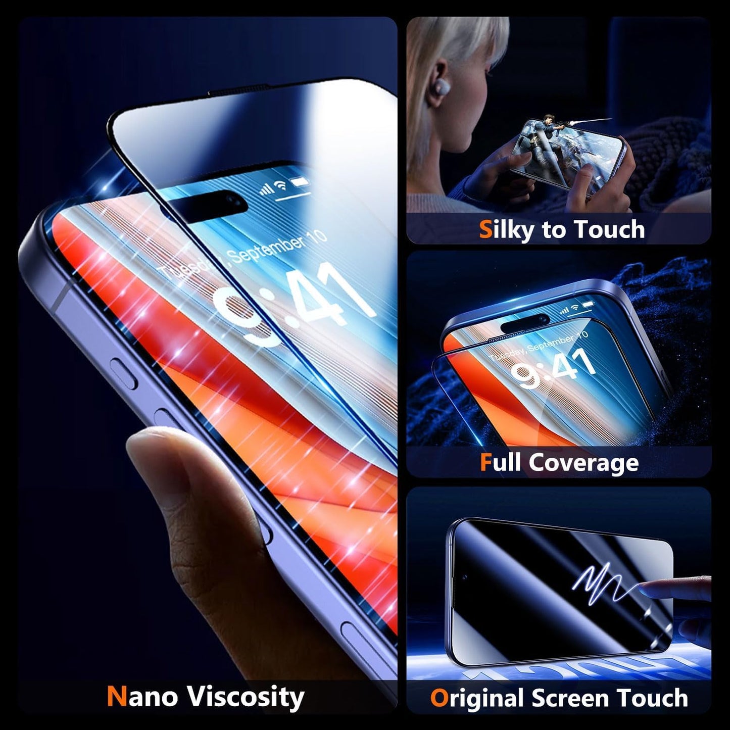 DABEN NovaArmour Tempered Glass Screen Protector Guard for iPhone 16 / iPhone 15, ESD - 1 Pack