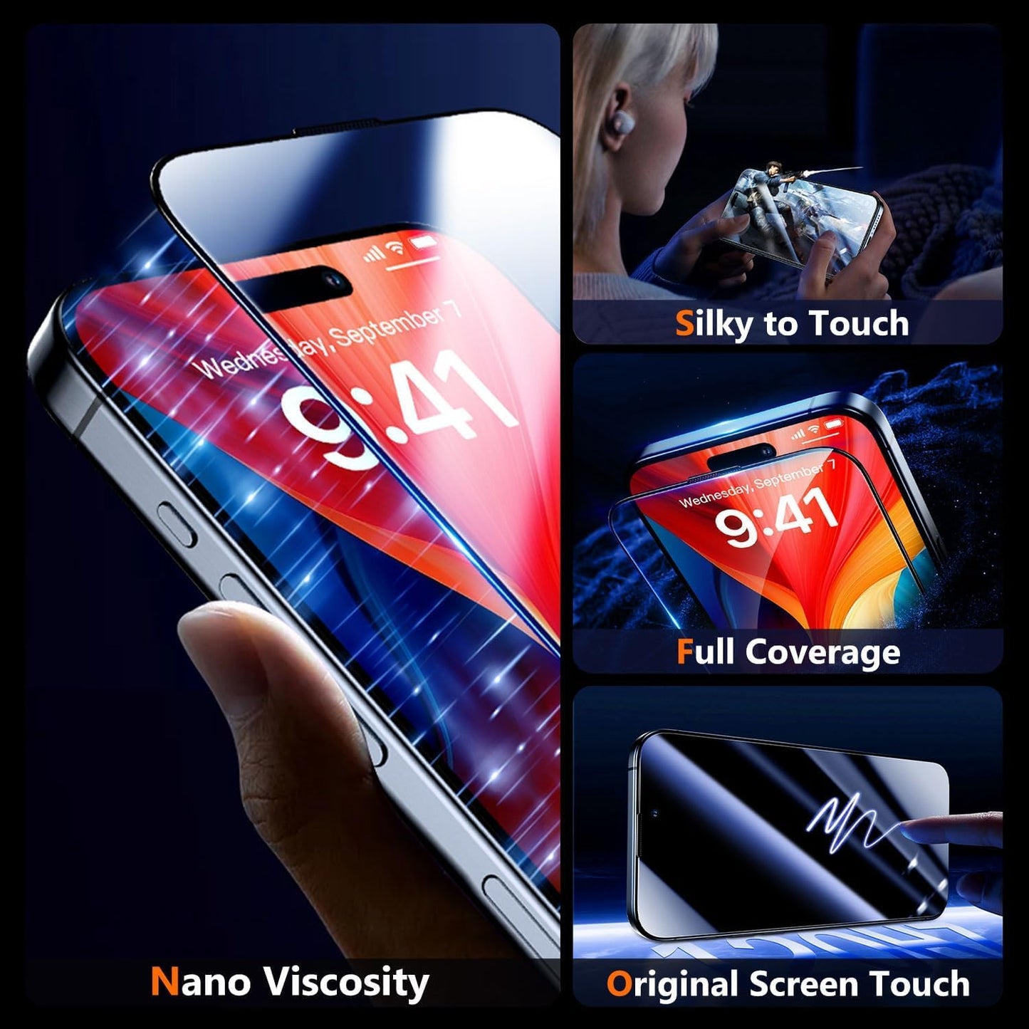DABEN NovaArmour Tempered Glass Screen Protector Guard for iPhone 15 Pro Max, ESD - 1 Pack