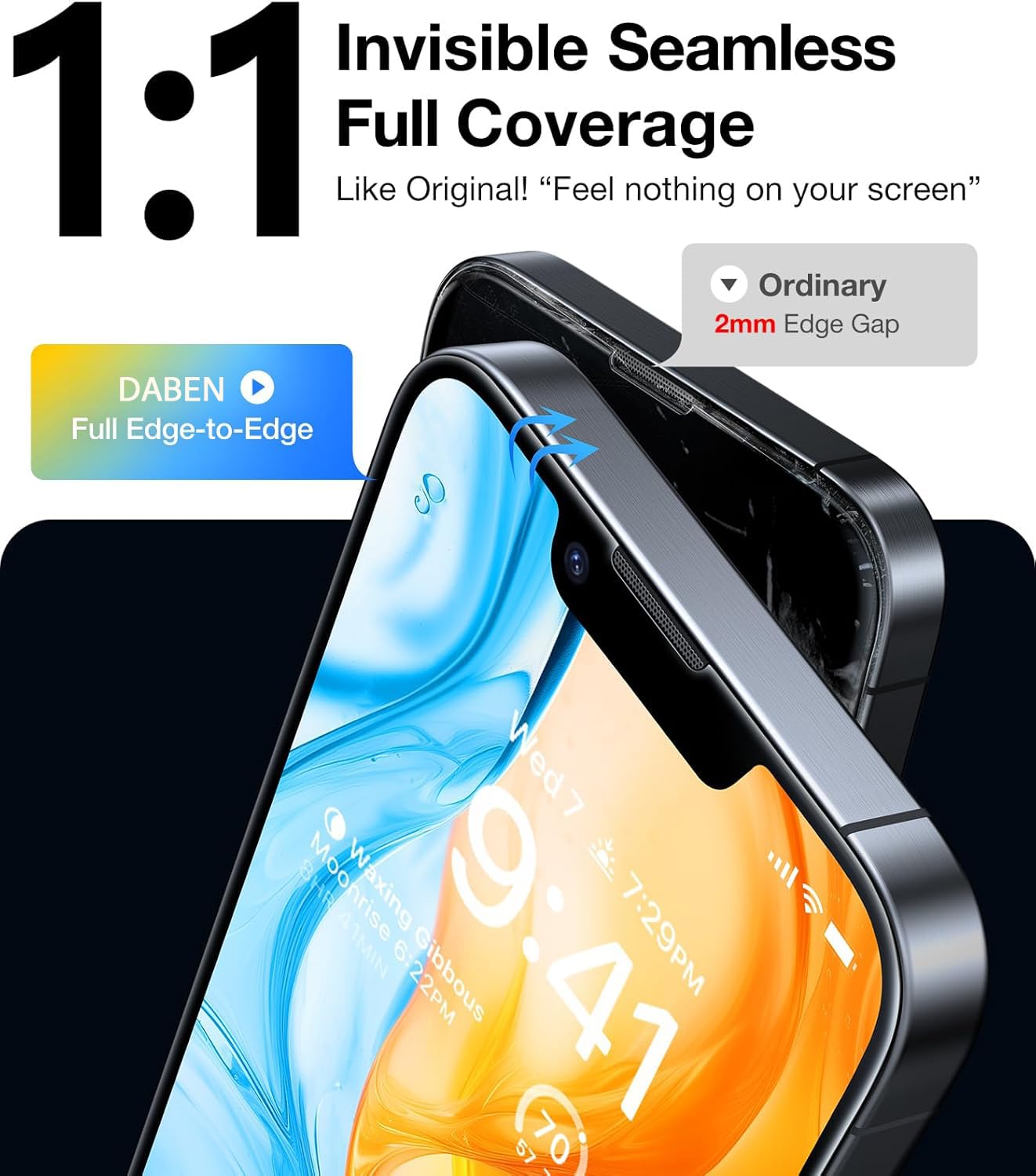 DABEN NovaArmour Tempered Glass Screen Protector Guard for iPhone 16e / 14/13 pro / 13, ESD - 1 Pack