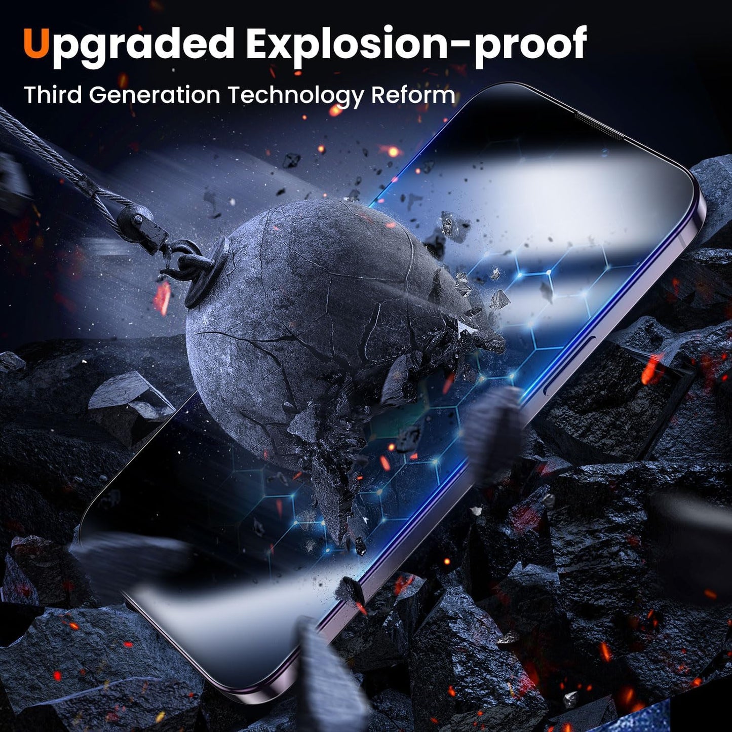 DABEN NovaArmour Tempered Glass Screen Protector Guard for iPhone 14 Pro, ESD - 1 Pack
