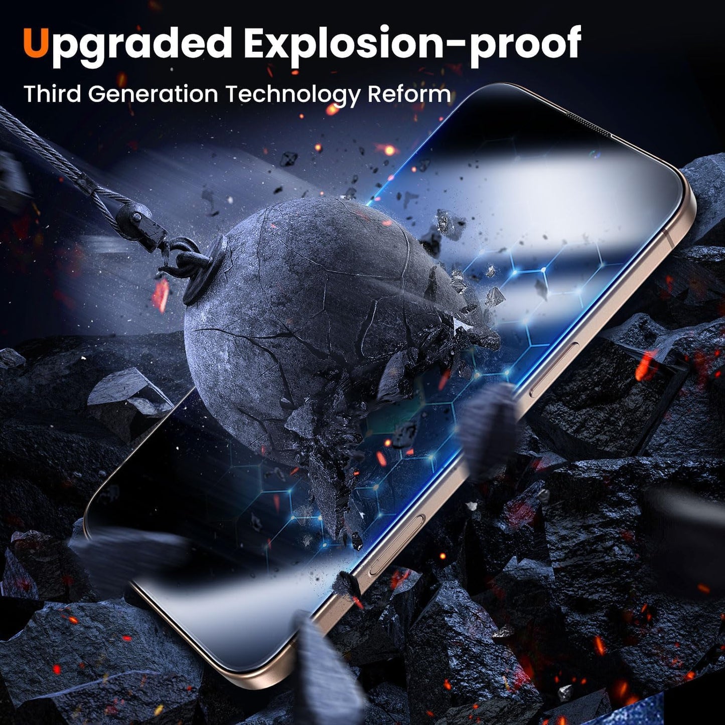DABEN NovaArmour Tempered Glass Screen Protector Guard for iPhone 16 Pro Max, ESD - 1 Pack